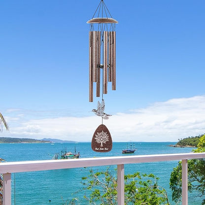 Sister Gifts Wind Chimes - Waterproof Hummingbird Windchimes Decor with Greeting Card Indoor Outdoor Garden Patio Yard Home Hanging Appreciation Christmas New Year Birthday Gift for Sisters
