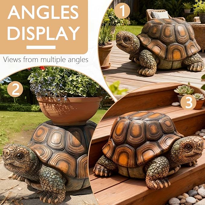 24" Large Golden Lion Statue for Garden, Outdoor Sculpture, Animal Decor for Yard Porch Entryway Patio Living Room (Large, Garden Turtle)