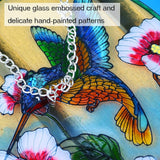 Hummingbird Stained Glass Window Hangings,Suncatcher for Window, Hummingbird and Flowers Hanging Ornament, Stained Glass Panel Home Decorations for Indoor Outdoor