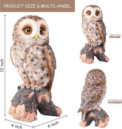 WONDER GARDEN Owl Statue Decor, Outdoor Resin Owl Figurine Sculpture for Home Outside Porch Patio Lawn Yard Decorations or Housewarming Gifts