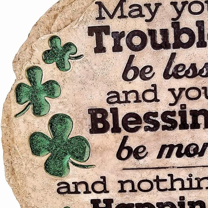 Spoontiques St Patrick's Day May Your Troubles Stepping Stone - Decorative Garden Stone for Yard, Patio, Garden or Walkway - Outdoor or Indoor Home Decor
