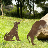 Rusty Metal Dog Cat Garden Stakes, 2 Pcs Decorative Garden Stakes Animal Silhouette Statues for Yard Art Outside, Lawn,Patio, Outdoor Decor,Cat Dog Decor for Animals Lovers