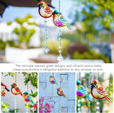 Set 2 Stained Glass Little Birds Suncatchers Rainbow Maker Crystal Prisms Hanging Suncatcher for Window Colorful Metal Birds Wall Art Fence Decorations Ornament for Christmas Tree