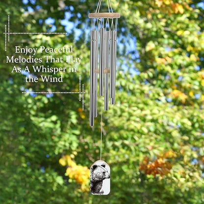 Large Aluminium Wind Chimes 20.5" Inches Wildlife Hand Drawn Bear Animal Wind Chimes for Outside Memorial Wind Chimes Sympathy Wind Chime for Outdoor Garden Patio Decoration
