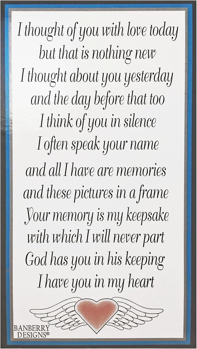 Memorial Wind Chimes Outdoor – Sympathy Gift Loss of Loved One – I Thought of You with Love Today Poem – Angel Wings Heart Teardrop Charm – in Loving Memory Wind Chime 23 Inch