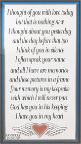Memorial Wind Chimes Outdoor – Sympathy Gift Loss of Loved One – I Thought of You with Love Today Poem – Angel Wings Heart Teardrop Charm – in Loving Memory Wind Chime 23 Inch