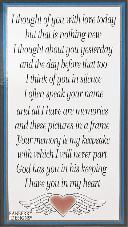 Memorial Wind Chimes Outdoor – Sympathy Gift Loss of Loved One – I Thought of You with Love Today Poem – Angel Wings Heart Teardrop Charm – in Loving Memory Wind Chime 23 Inch