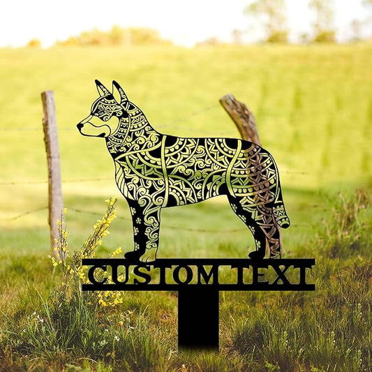 Custom Dog Mandala Garden Decor, Australian Cattle Dog Memorial Garden Stake Metal, Dog Zentangle Yard Art, Personalized Australian Cattle Dog Gifts, Pet Grave Markers, Outdoor Dog Art, Dog Sculpture
