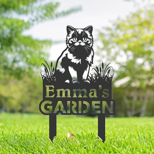 Personalized Cute Cat Kitten Metal Garden Sign,Custom Yard Sign With Stake,Outdoor Garden Décor,Pet Cat Lawn Garden Decorated Statue,Cat Sympathy Yard Metal Sign,Cat Lover Gifts Kailyard Plaque.