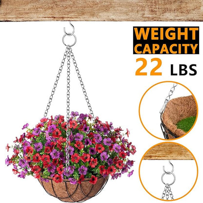 236 Inch Hanging Chain, Silver Metal Chains for Hanging Plants, 12× S Hooks, 12× Buckles, 12× Rings, 24×Screw Hooks for Bird Feeder, Planter, Lantern and Wind Chimes (Silver)