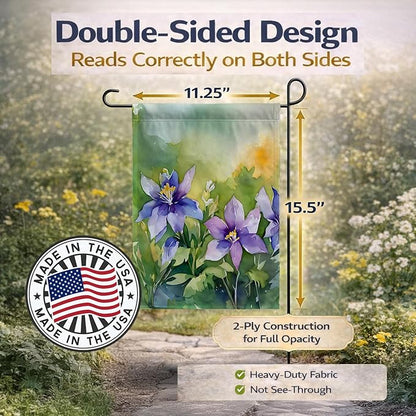 Caroline's Treasures Colorado Rocky Mountain Columbine in Watercolor Garden Flag Mailbox Flag Decorative Yard Flag Banner Outside Patio Artwork Yard Flower Beds, Garden Size, Multicolor