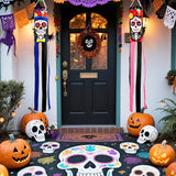 NOVWANG 2 Pcs Day of The Dead Windsocks, Dia de Los Muertos Wind Socks Day of The Dead Hanging Windsock Flag Decoration for Garden Yard Porch Backyard Patio Decor