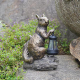 DiliComing Solar Garden Decor Outdoor Statues - Resin Cute Animal Solar Powered LED Garden Light Porcelain Squirrel Decor Yard Decorations Outdoor 8.5 * 4.5 * 11.25 Inch