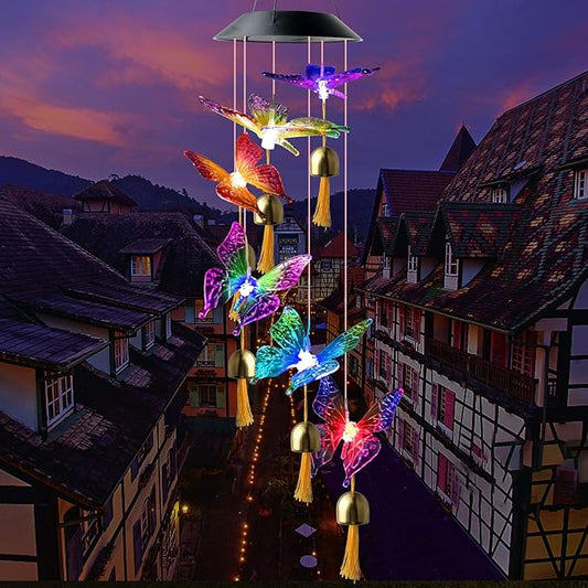 JOBOSI Butterfly Decorative Mobiles Gifts, Solar Wind Chimes, Mothers Day Wind Chime Gifts for mom, Women, Grandmother, Thanksgiving Gift, Mom Best Gift