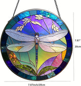Suncatcher Dragonfly Stained Glass Suncatchers Stained Glass Ornament for Home Decor Indoor Wall Art Gift for Mother Women Friends (Dragonfly, M)
