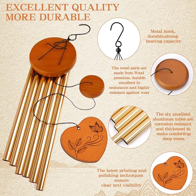 Vexillum 26 Inch Heartfelt Wind Chimes Gift for Mom – Warm Message to Express Love, Relaxing Tones, Long-Lasting Quality, Beautiful Home Decor for Mother’s Day Mom's Birthday or Christmas