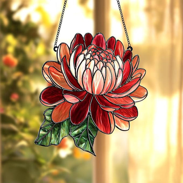 Dahlia August Birth Month Flower Acrylic Suncatcher, Flower Suncatchers for Window Hangings, Stained Glass Effect Garden Decor, Gift for Mother's Day, Mom, Grandma, Wife, Women