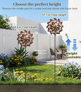 Wind Spinners Outdoor Garden Decor - W13xH63 Copper Metal Yard Art Wind Sculptures & Spinners, Vintage Kinetic Windmill for Yard Patio Lawn Decor, Retro Gardening Gifts for Women