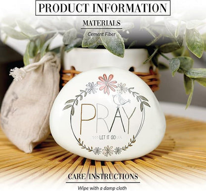 Pavilion Gift Company - Pray - 4" Garden Stone Outdoor Indoor Prayer Faith Religion Faithful Religious Ornamental Weatherproof Stone Home Garden Decor