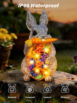 Guhope Solar Garden Statues, Outdoor Solar Bunny Easter Decor with Succulent and 6 LED Lights, Outside Yard Figurine Decor for Garden, Lawn, Patio, Balcony, Porch, Unique Gifts for Mom Grandma