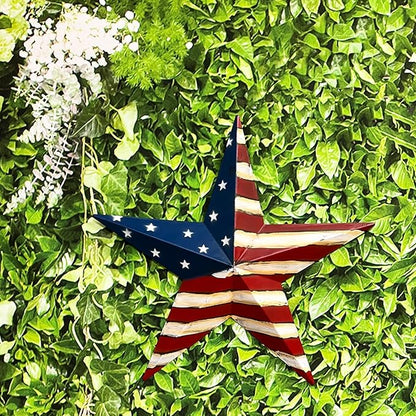 Metal American Flag Barn 3D Star Stripes Patriotic Indoor Outdoor Americana Oudoor Wall Decor (12"X12")