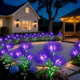 Solar Garden Flower Lights Outdoor, 4 Pack Purple Spider Lily Solar Lights with Glowing Stems, IP65 Waterproof LED Yard Decor for Patio Lawn Pathway,Gifts for Women Mom Grandma