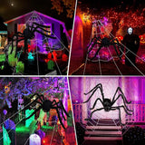 Spider Webs Halloween Decorations Outdoor - 200'' Triangular Spider Web + 49'' Giant Fake Spiders for Indoor Outdoor Halloween Decor Haunted House Décor Yard Home Garden Party