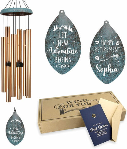 ASTARIN Personalized Happy Retirement Gifts, Custom Name Retirement Wind Chimes for Women Men, 35" Large Deep Tone Wind Chime Retire Gifts for Husband Friends Parents(Produced in USA)