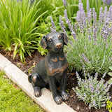 Cynkeyee Outdoor Garden Dog Statue - 16 Inch Resin Sitting Labrador Sculpture, Decorative Figurine for Patio, Lawn, Yard, Porch (Black)