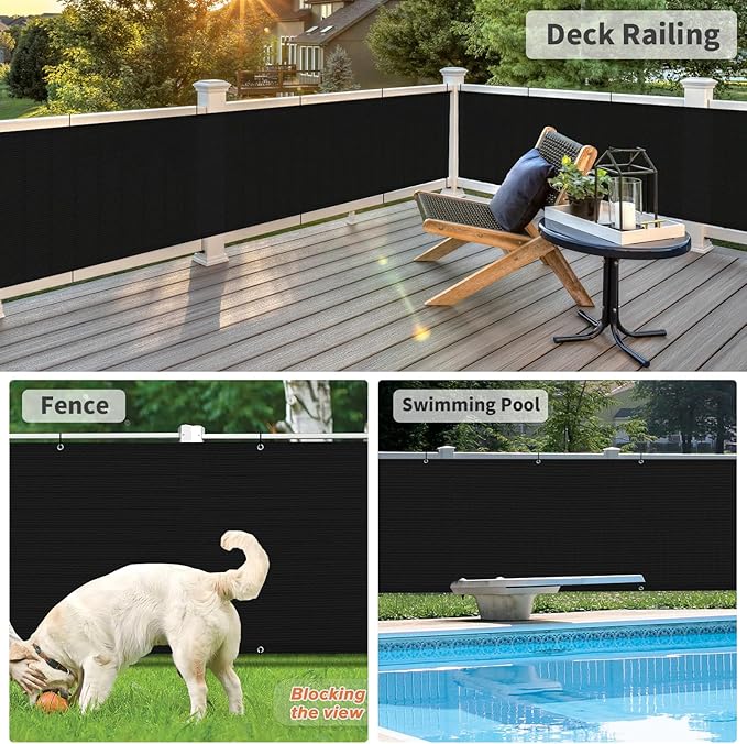 LOVE STORY Balcony Privacy Screen, 3'x13' Deck Shield Screen Fence Cover,UV Protection and Weather-Resistant,3 FT Height for Deck, Patio, Backyard, Outdoor Pool, Porch, Railing, Black