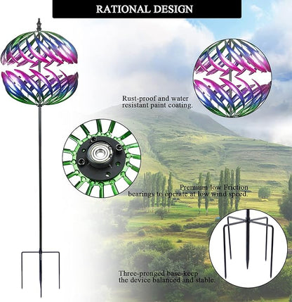MUMTOP Wind Spinner 360 Degrees Double Steel Metal Wind Sculpture Ball Spinners for Decorating Your Patio, Lawn & Garden
