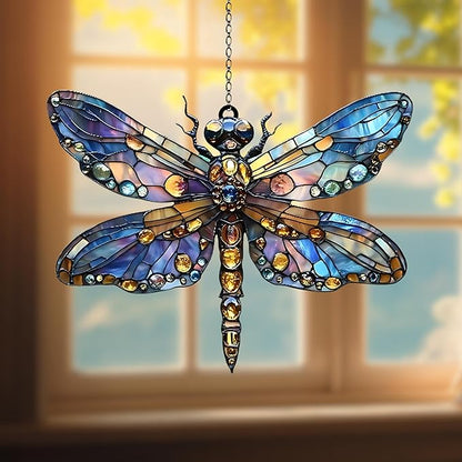 Dragonfly Acrylic Suncatcher, Bohemian Suncatchers for Window Hanging Ornament, Stained Glass Effect Indoor Outdoor Garden Decor for Dragonfly Lovers, Gifts for Mother's Day, Mom, Grandma, Wife, Women