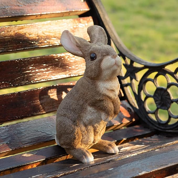 Garden Outdoor Rabbit Statue,Bunny Figurine Resin 9.5 Inches, Suitable for Home Lawns, Balconies, Courtyard Art Garden and Courtyard, Easter Spring Home Decor Unique Home Gifts.