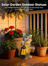Brightown Solar Cat Garden Decor Statue with Solar Lantern Light, Hand-Painted Resin, IP65 Waterproof Outdoor Decor for Patio, Balcony & Yard Decorations, Unique Mothers Day Gifts for Mom Women