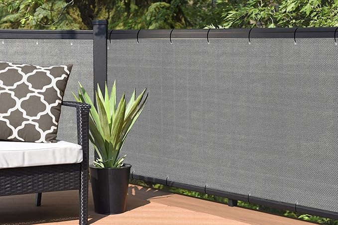 Elegant Privacy Screen for Backyard Fence, Pool, Deck, Patio, Balcony and Outdoor Paneling - Include Zip Ties (4 x 8 FT, Grey)