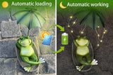 6.7" Solar Frog Garden Statue with Light Up Umbrella - IP65 Waterproof Resin Sculpture, Outdoor Figurine for Patio Yard Pond, Unique Gardening Gifts for Women/Mom