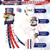 40 Inches USA Eagle Windsock Decoration, Patriotic Eagle Head Themed Hanging Outdoor Wind Sock Ornament with Red, White, Blue Streamers, 'USA' Lettering, and Stars for 4th of July, Memorial Day Decor