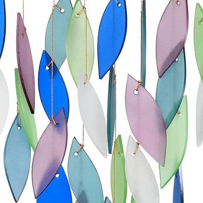 Blue Handworks Mountain Ridge Waterfall & Driftwood Chime, Sandblasted Glass and Found Wood Handcrafted Wind Chime