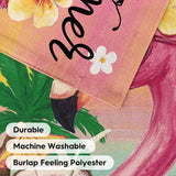 AVOIN colorlife Hello Summer Flamingo Garden Flag 12x18 Inch Double Sided Outside, Coastal Seasonal Yard Outdoor Flag