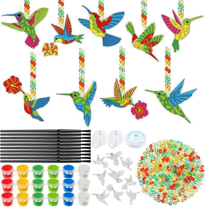 Pasimy 36 Sets Hummingbird Suncatchers Craft Kits Bird Paint Window DIY Hanging Ornaments Decorations Make Your Own Spring Activities Arts Summer Party Favors Gifts for Classroom Home Mother Birthday