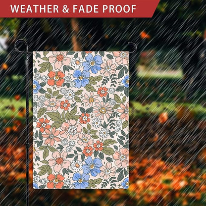 Hello Fall Garden Flags 12x18 Double Sided, Small Vintage Floral Yard Flag for Farmhouse Front Porch Lawn Outdoor Holiday Decor