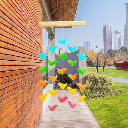 Topadorn Wind Chimes for Outside, Unique Solar Light Wind Chime, Glass Hanging Wind Chime with Solar Light for Home, Garden, Patio and Yard Decor