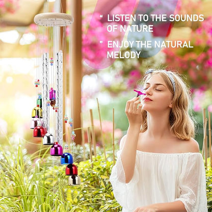 BWINKA Pleasant Colorful Wind Chimes with 4 Aluminum Tubes 13 Bells with Soothing Sound for Patio Porch Backyard Decoration/Meditation/Yoga…