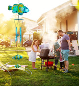 CoTa Global Lucky Fish Wind Chime - Handcrafted Glass and Metal Chime - Hanging Fish Decoration for Indoor and Outdoor Spaces, Hanging Ocean Animal Windchime Decor Gift - 29 Inches