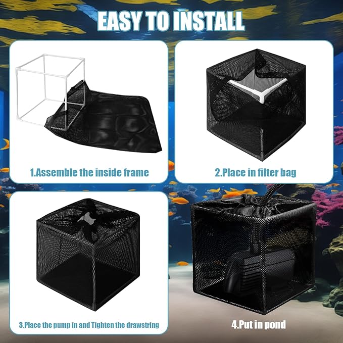 10 Inch Pond Filter Box,Pond Pump Filter Bag,Anti-Clogging Pond Filter,Suitable for Ponds, Waterfalls, Koi Ponds and Swimming Pools.
