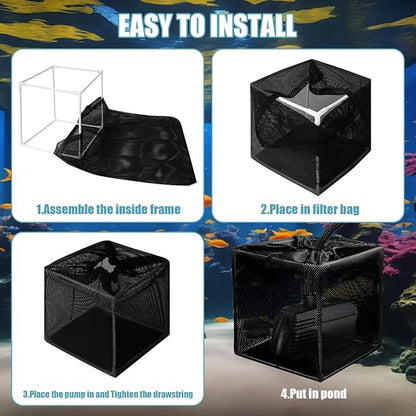 10 Inch Pond Filter Box,Pond Pump Filter Bag,Anti-Clogging Pond Filter,Suitable for Ponds, Waterfalls, Koi Ponds and Swimming Pools.