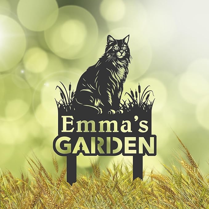 Personalized Cute Cat Kitten Metal Garden Sign,Custom Yard Sign With Stake,Outdoor Garden Décor,Pet Cat Lawn Garden Decorated Statue,Cat Sympathy Yard Metal Sign,Cat Lover Gifts Kailyard Plaque.