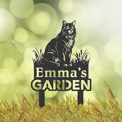 Personalized Cute Cat Kitten Metal Garden Sign,Custom Yard Sign With Stake,Outdoor Garden Décor,Pet Cat Lawn Garden Decorated Statue,Cat Sympathy Yard Metal Sign,Cat Lover Gifts Kailyard Plaque.