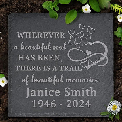 Memorial Garden Stone, Memorial Stone, Personalized Memorial Gifts, Sympathy Gifts for Loss of Loved One, Bereavement Gifts for Loss of Father Mother - A Beautiul Soul - Square