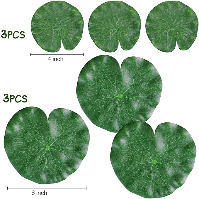 Floating Lily Pads for Ponds, 6Pcs Realistic Lily Pads Leaves Artificial Floating Foam Lotus Leaves Plastic Foam Water Lily Pads Foliage Pond Decor for Pond Pool Koi Fish Patio Aquarium